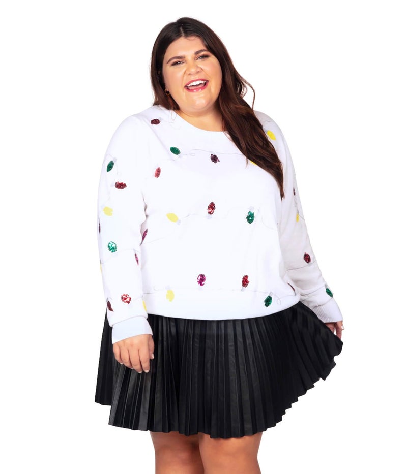 تيبسي إيلف سترة نسائية لطيفة من Tipsy Elves متشابكة بيضاء قبيحة لعيد الميلاد لحفلات العطلات، مقاس XX كبير - Image 4
